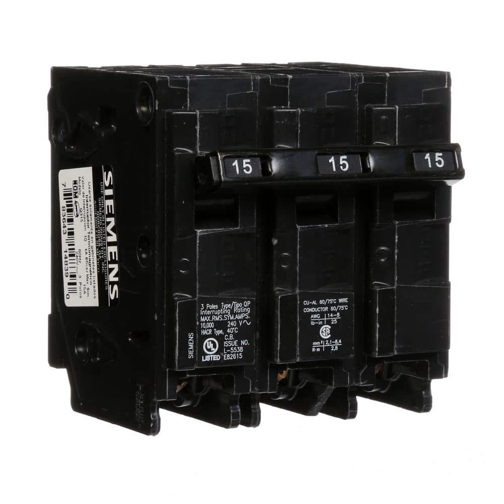 Siemens 15 Amp 3-Pole Type QP Plug-In Circuit Breaker