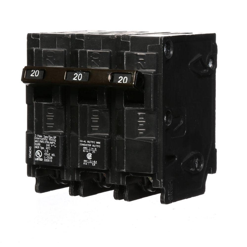 Siemens 20 Amp 3-Pole Type QP Circuit Breaker