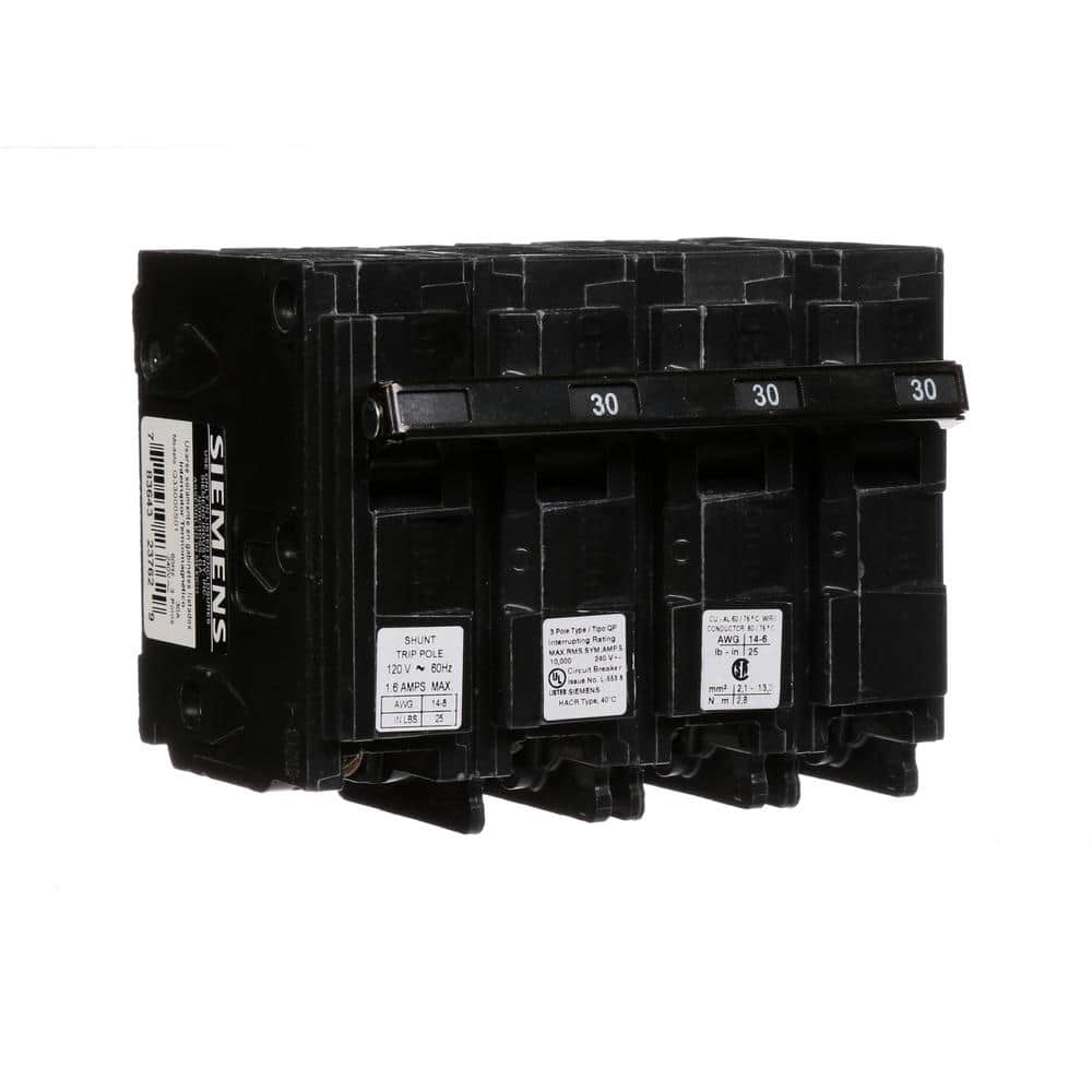 Siemens 30 Amp Three-Pole Type QP Circuit Breaker with 120-Volt Shunt Trip