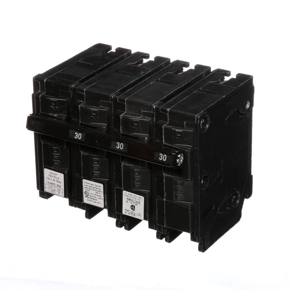 Siemens 30 Amp Three-Pole Type QP Circuit Breaker with 120-Volt Shunt Trip