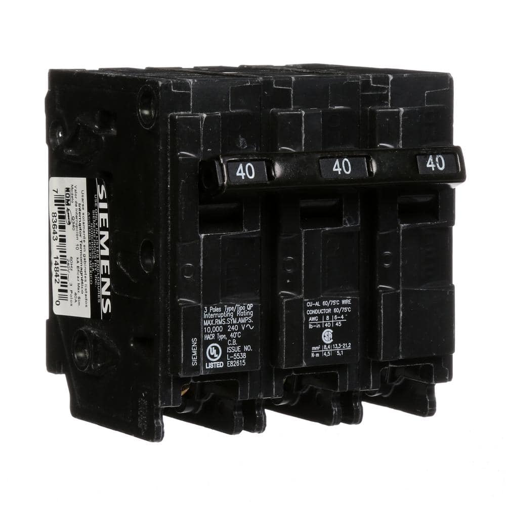 Siemens 40 Amp Three-Pole Type QP Circuit Breaker