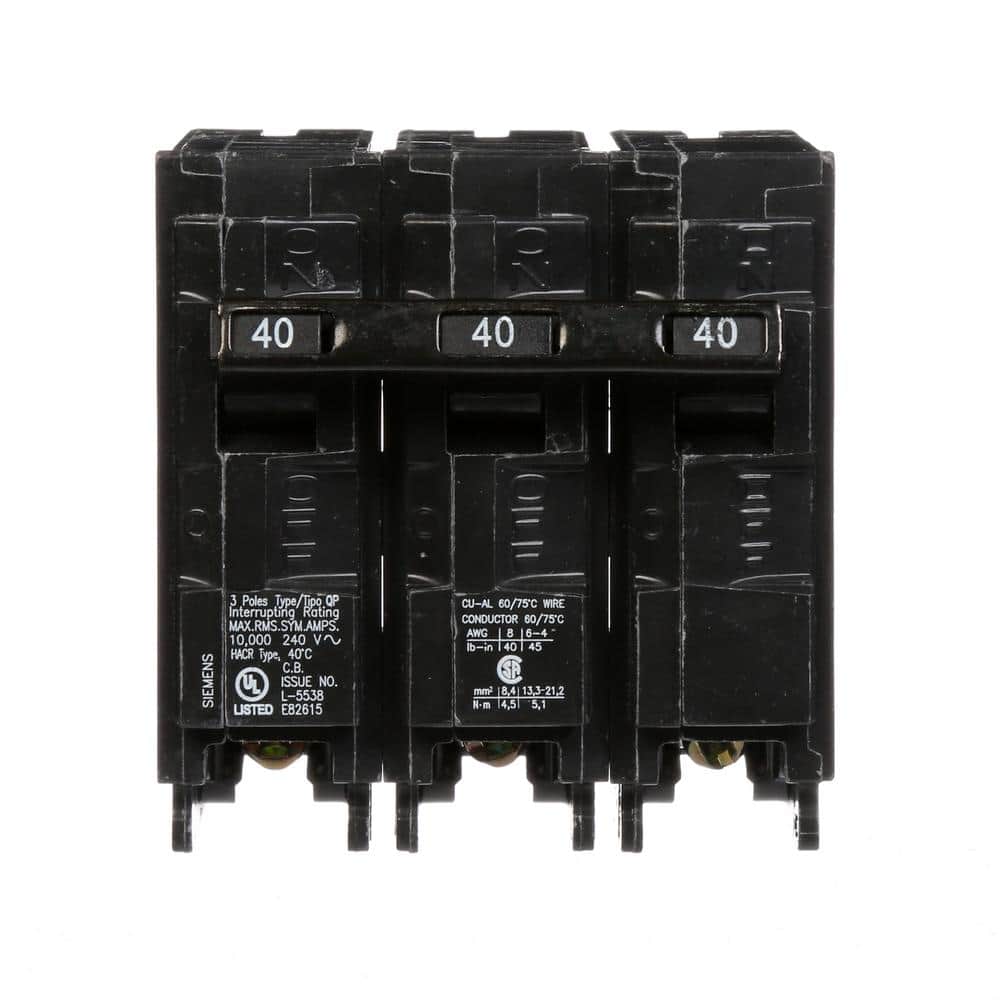Siemens 40 Amp Three-Pole Type QP Circuit Breaker