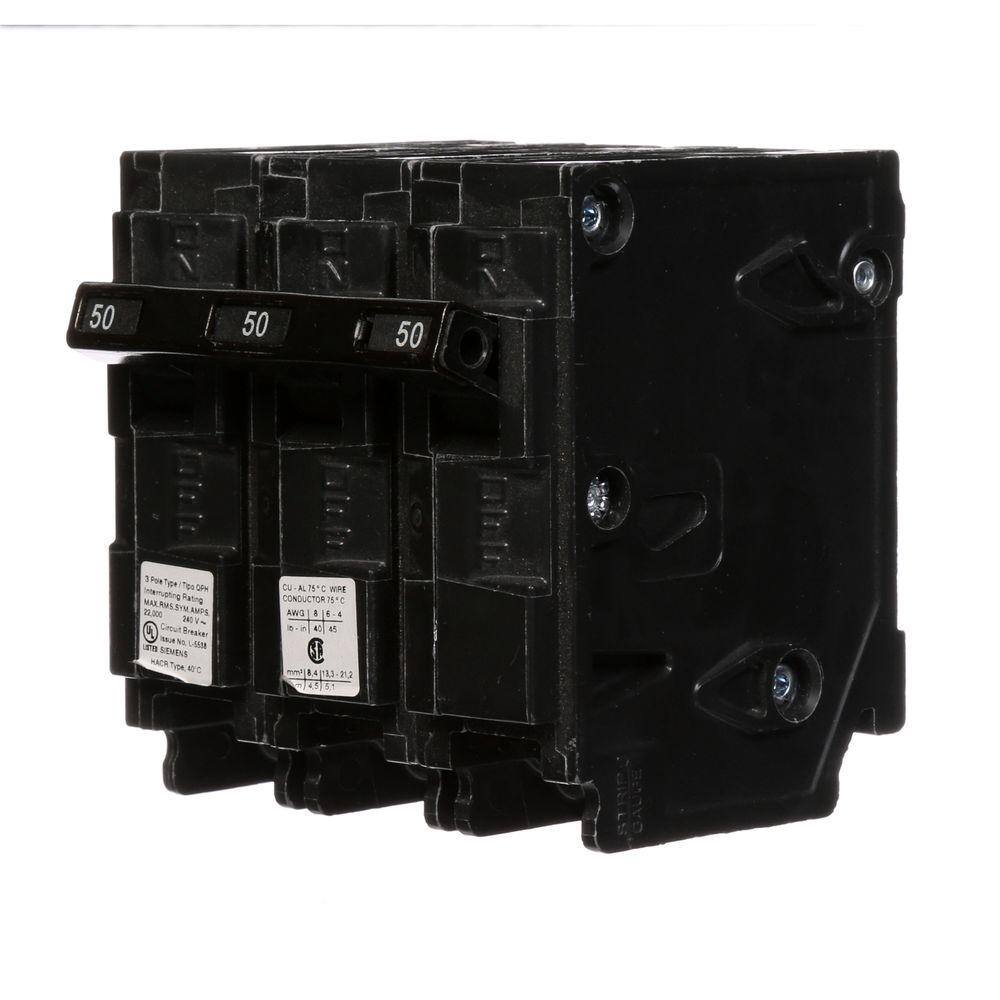 Siemens 50 Amp Three-Pole Type QPH 22kA Circuit Breaker
