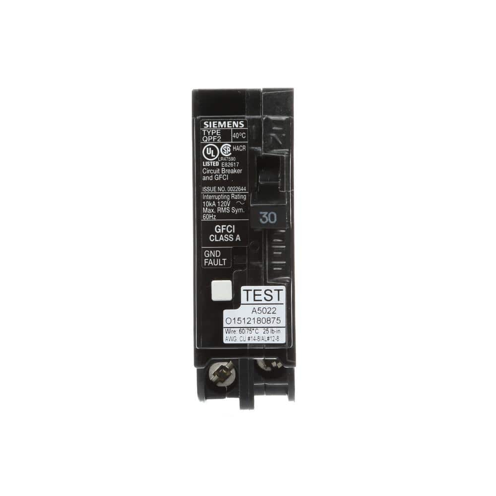 Siemens 30 Amp Single-Pole Type QPF2 GFCI Circuit Breaker