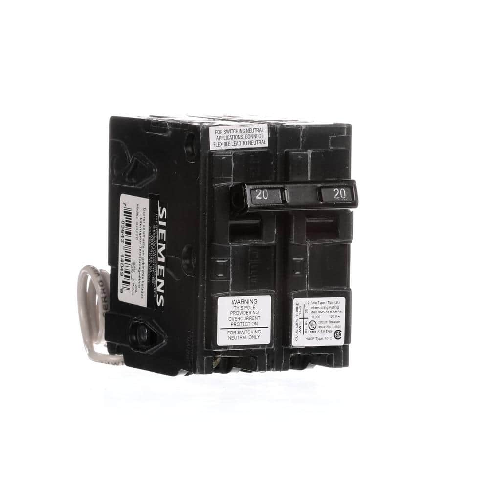 Siemens 20 Amp 2-Wire Common Trip Switch Neutral Breaker