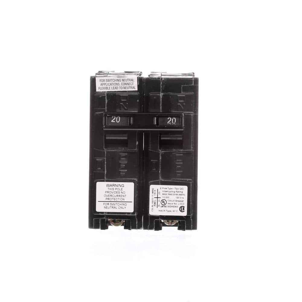 Siemens 20 Amp 2-Wire Common Trip Switch Neutral Breaker