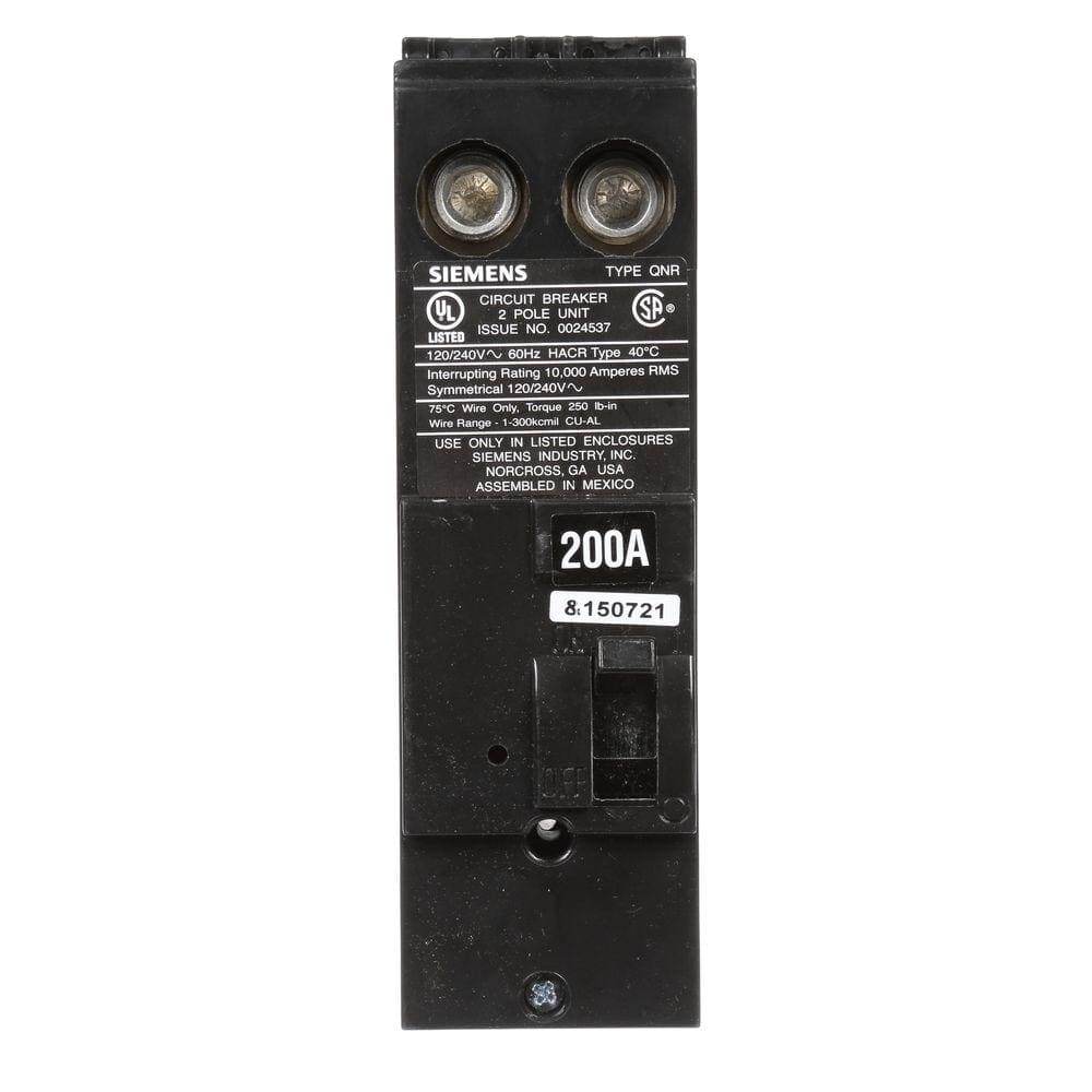 Siemens 200 Amp 2-Pole 10kA Type QN Reverse Handle Main Breaker