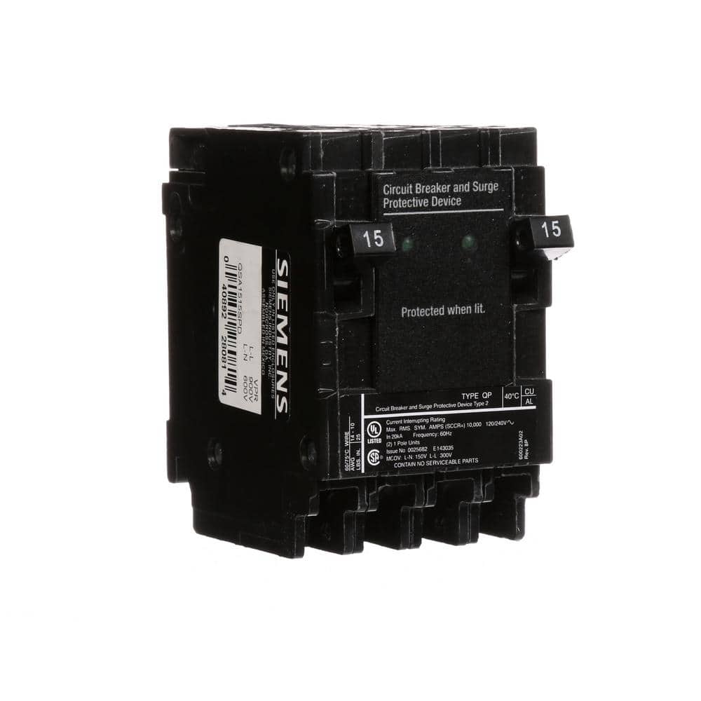 Siemens 15 Amp Single-Pole Type QP Surge Protection Circuit Breaker