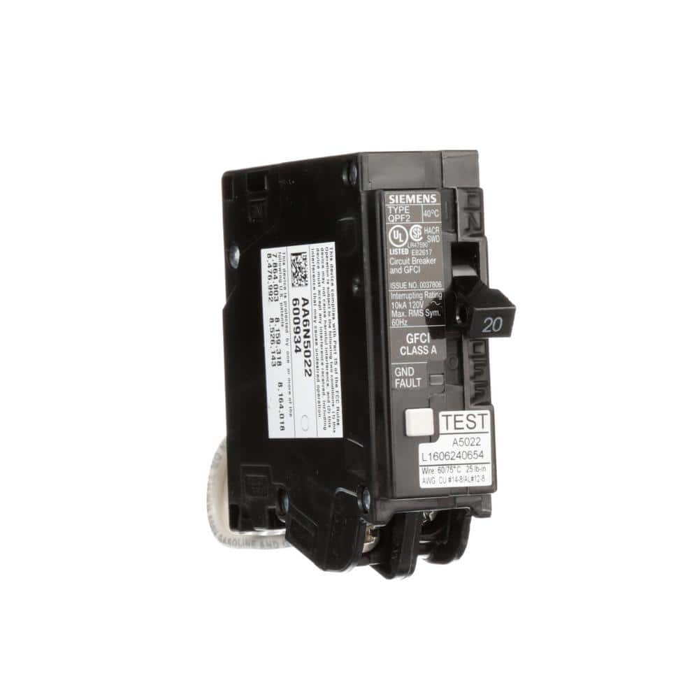 Siemens 20 Amp 1-Pole Type QPF2 GFCI Circuit Breaker