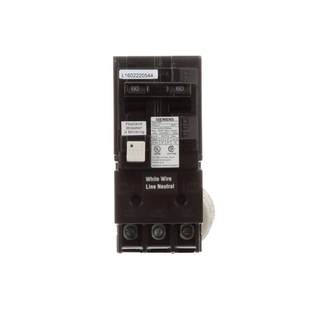 Siemens 60 Amp Double Pole Type QPF GFCI Circuit Breaker RBPU