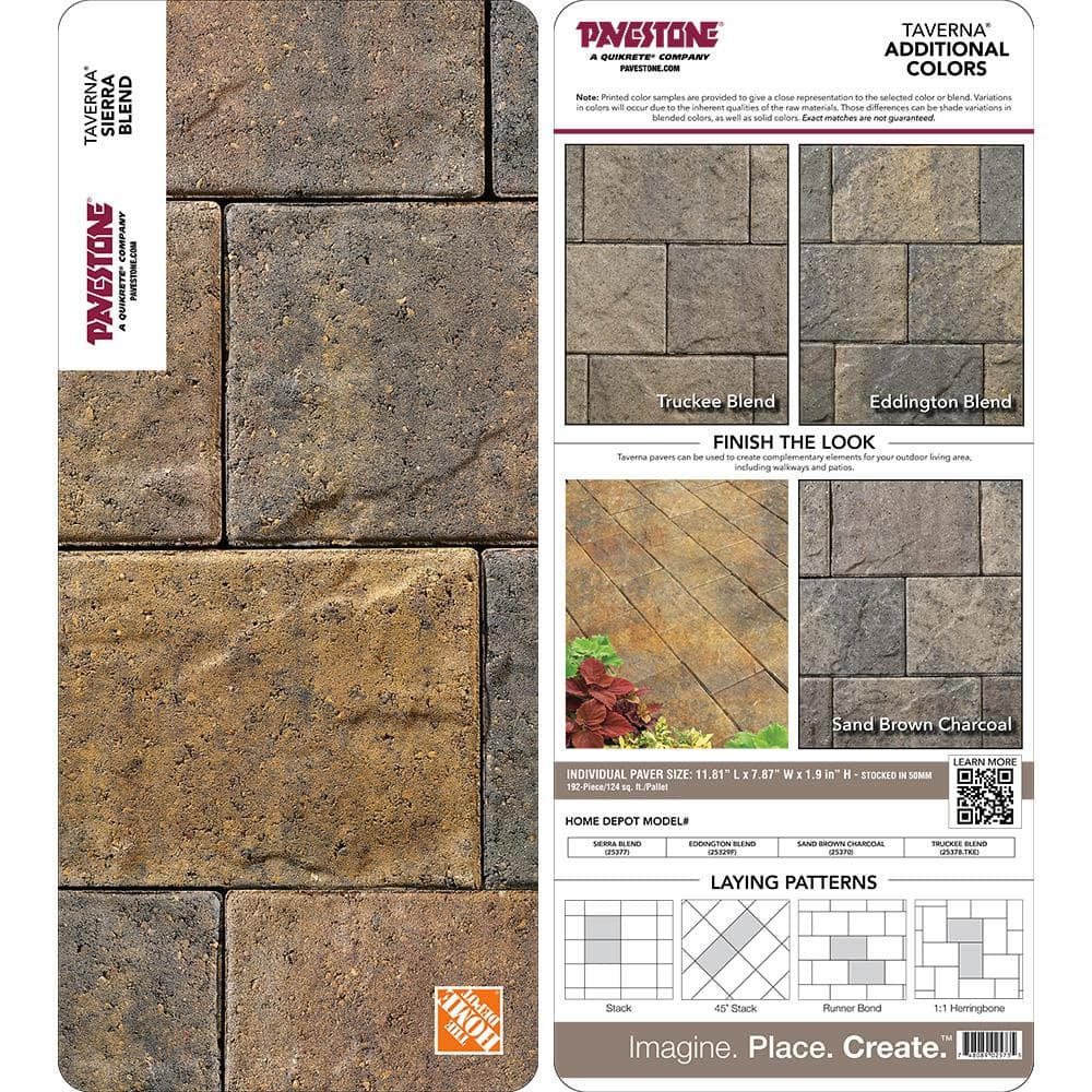 Pavestone Paper Sample Only of Taverna Rec 11.81 in. L x 7.87 in. W x 50 mm H Sierra Blend Concrete Paver (1-Piece)