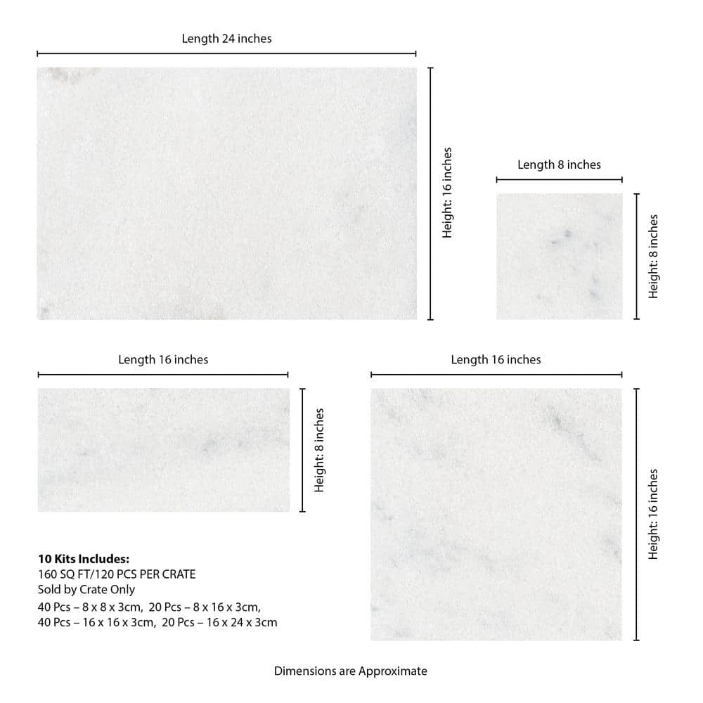 MSI Sierra White 10 Piece Sandblast Marble Paver Tile Kit (160 sq. ft./Pallet)