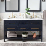 Signature Hardware Robertson 60" Mahogany Wood Double Vanity Cabinet Only – Midnight Navy Blue