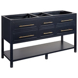 Signature Hardware Robertson 60" Mahogany Wood Double Vanity Cabinet Only – Midnight Navy Blue