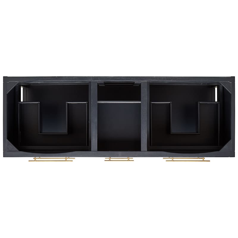 Signature Hardware Robertson 60" Mahogany Wood Double Vanity Cabinet Only – Midnight Navy Blue