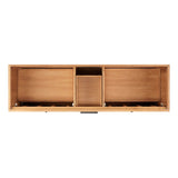 Signature Hardware Aliso 72" Freestanding Teak Double-Basin Vanity Set with Cabinet, Marble Top, and Rectangular Undermount Sinks – Single Faucet Holes