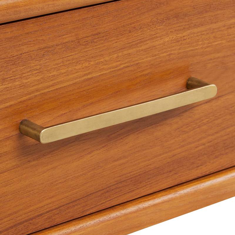 Signature Hardware Novak 72-inch Freestanding Teak Double-Basin Vanity Set with Cabinet, 73-inch Vanity Top, Rectangular Undermount Sinks, Single Faucet Holes
