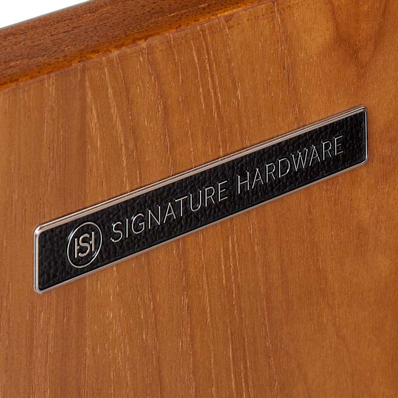 Signature Hardware Novak 72-inch Freestanding Teak Double-Basin Vanity Set with Cabinet, 73-inch Vanity Top, Rectangular Undermount Sinks, Single Faucet Holes