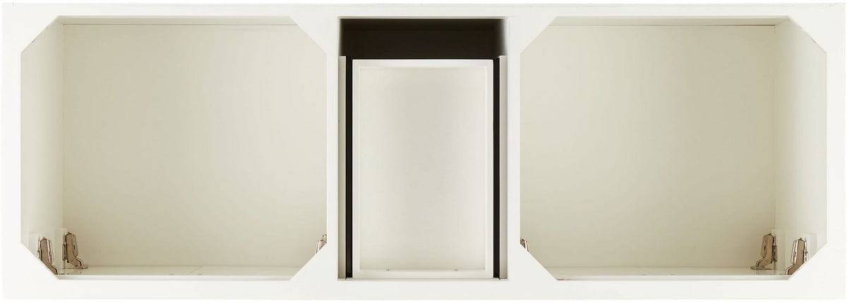 Signature Hardware Quen 60" Freestanding Double-Basin Vanity Set with Cabinet, Carrara Marble Top, and Rectangular Undermount Sinks – 8" Widespread Faucet Holes