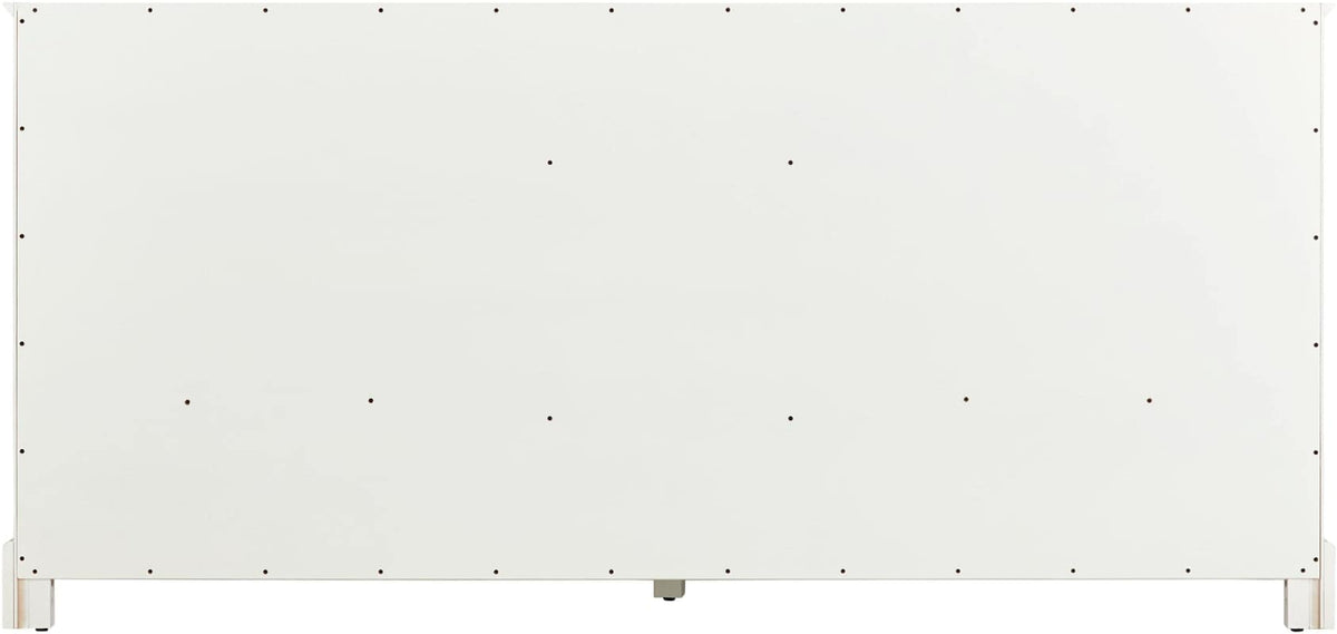Signature Hardware Quen 72" Freestanding Double Basin Vanity Set with Cabinet, Vanity Top, and Oval Undermount Sinks – 8" Faucet Centers (Soft White / Feathered White)