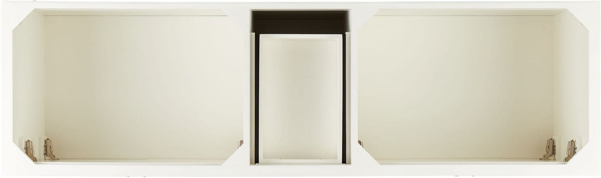 Signature Hardware Quen 72" Freestanding Double Basin Vanity Set with Cabinet, Vanity Top, and Oval Undermount Sinks – 8" Faucet Centers (Soft White / Feathered White)