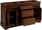 Signature Hardware Claudia 60" Mahogany Double-Basin Vanity Set with Cabinet, Quartz/Marble Top, Rectangular Undermount Sinks, 8" Widespread Faucet Holes