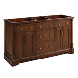 Signature Hardware Claudia 60" Mahogany Double-Basin Vanity Set with Cabinet, Quartz/Marble Top, Rectangular Undermount Sinks, 8" Widespread Faucet Holes