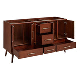Signature Hardware Novak 60" Double Vanity Set – Mahogany Cabinet, Rectangular Porcelain Sinks, 8" Widespread Faucet Holes