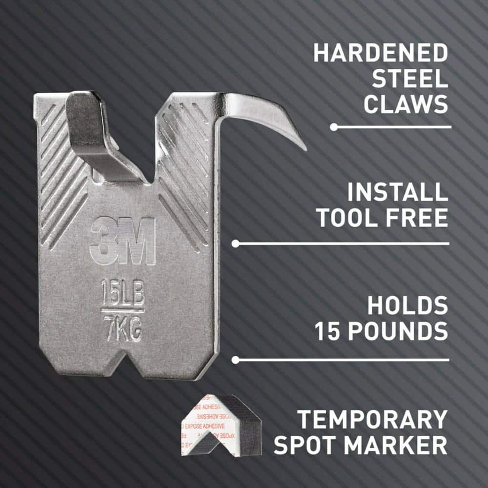 3M CLAW 15 lb. Drywall Picture Hanger with Temporary Spot Marker, Pack of 5 Hangers & 5 Markers