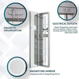 Aquadom Royale 15 in. W x 70 in. H Rectangular Medicine Cabinet with Mirror Defogger, Removable 3X Magnifying Mirror, Left Hinge