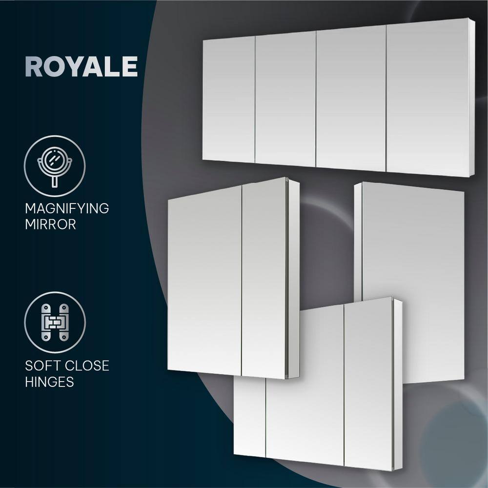 Aquadom Royale 15 in. W x 70 in. H Rectangular Medicine Cabinet with Mirror Defogger, Removable 3X Magnifying Mirror, Left Hinge
