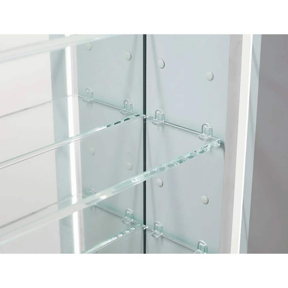 Aquadom Royale 15 in. W x 70 in. H Rectangular Medicine Cabinet with Mirror Defogger, Removable 3X Magnifying Mirror, Left Hinge