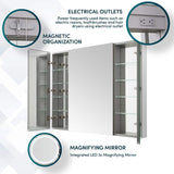 Aquadom Royale 40 in W x 36 in. H Rectangular Tri-View Medicine Cabinet with Mirror Defogger and 3X Removeable Magnifying Mirror