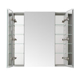 Aquadom Royale 40 in W x 36 in. H Rectangular Tri-View Medicine Cabinet with Mirror Defogger and 3X Removeable Magnifying Mirror