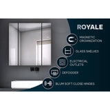 Aquadom Royale 40 in W x 36 in. H Rectangular Tri-View Medicine Cabinet with Mirror Defogger and 3X Removeable Magnifying Mirror