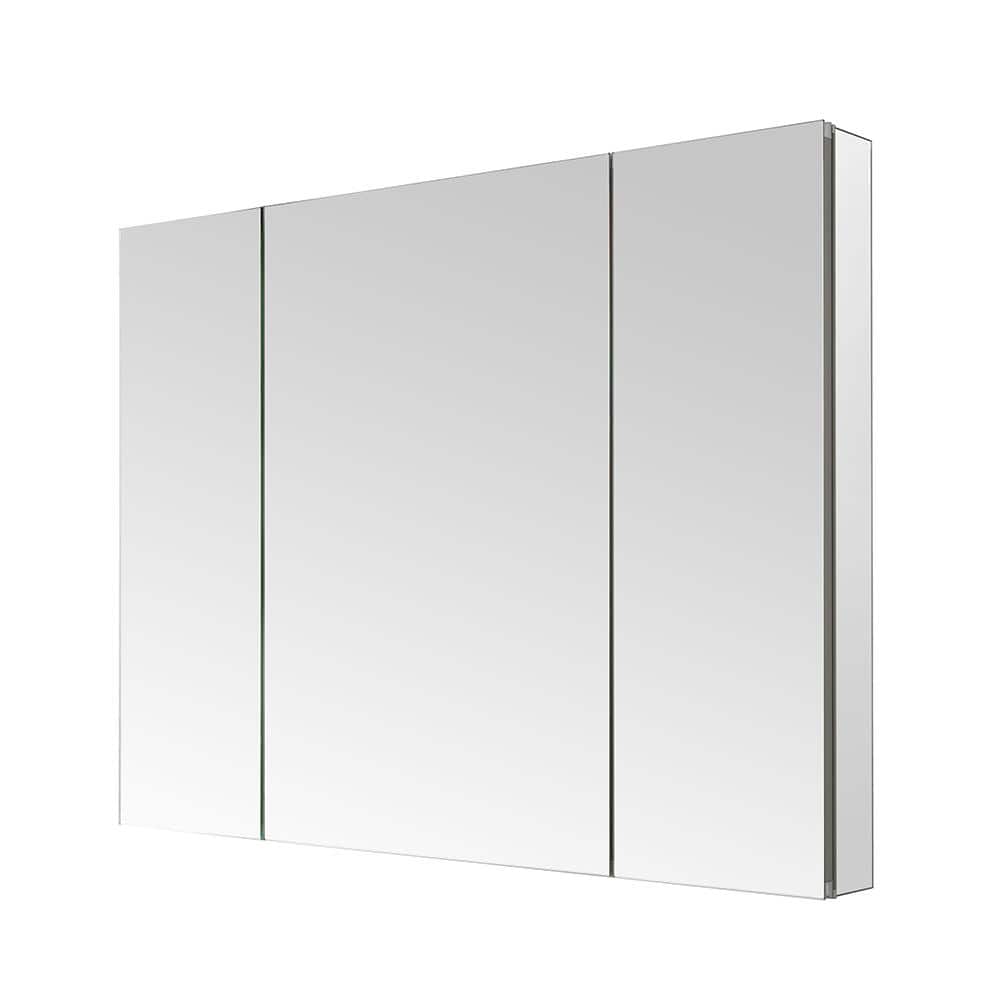 Aquadom Royale 40 in W x 36 in. H Rectangular Tri-View Medicine Cabinet with Mirror Defogger and 3X Removeable Magnifying Mirror