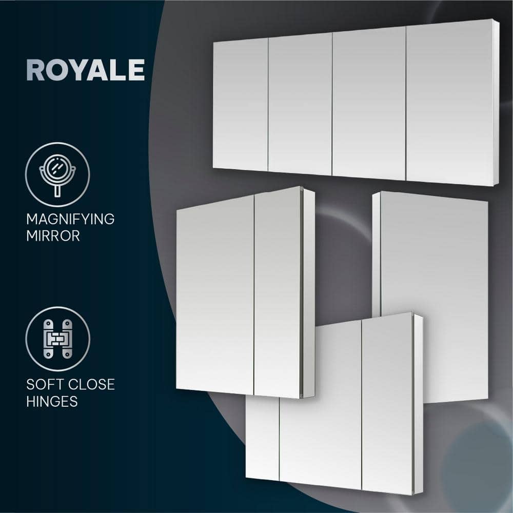 Aquadom Royale 40 in W x 36 in. H Rectangular Tri-View Medicine Cabinet with Mirror Defogger and 3X Removeable Magnifying Mirror