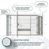 Aquadom Royale 40 in W x 36 in. H Rectangular Tri-View Medicine Cabinet with Mirror Defogger and 3X Removeable Magnifying Mirror