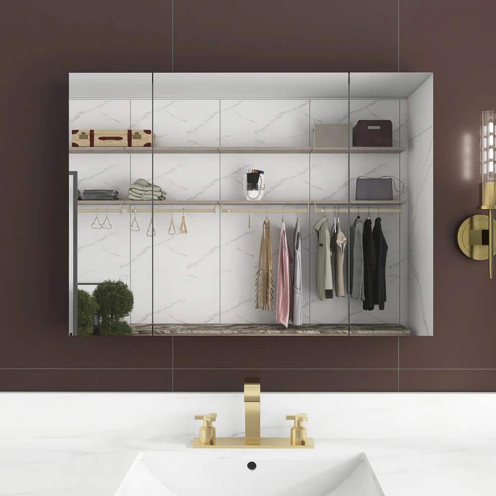 Boosicavelly 36 in. W x 26 in. H Rectangular Aluminum Medicine Cabinet with Mirror