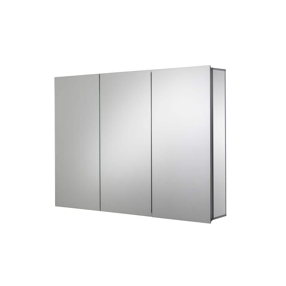 Croydex Brantley 36 in. W x 26 in. H Triple Door Silver Aluminum Recessed/Surface Mount Medicine Cabinet with Mirror