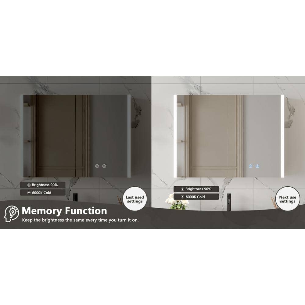 DEERVALLEY 32 in. W x 24 in. H Rectangular Wall Mounted LED Light Medicine Cabinet with Mirror, Anti-Fog, Double Doors