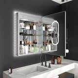 ExBrite Deluxe 24 in. W x 32 in. H Rectangular Recessed/Surface Mount Right Medicine Cabinet with Mirror, Backlit & Front Light