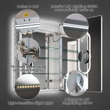 ExBrite Deluxe 24 in. W x 32 in. H Rectangular Recessed/Surface Mount Right Medicine Cabinet with Mirror, Backlit & Front Light