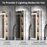 ExBrite Deluxe 24 in. W x 32 in. H Rectangular Recessed/Surface Mount Right Medicine Cabinet with Mirror, Backlit & Front Light