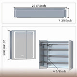 ExBrite Vogue 30 in. W x 32 in. H, Rectangular Silver Aluminum Recessed/Surface Mount Dimmable Medicine Cabinet with Mirror LED