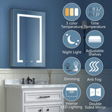 ExBrite 20 in. W x 32 in. H Rectangular Silver Aluminum Recessed/Surface Mount Right Dimmable Medicine Cabinet with Mirror