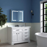 ExBrite 30 in. W x 26 in. H Medium Rectangular Silver Aluminum Recessed/Surface Mount Medicine Cabinet with Mirror and LED