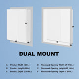 ExBrite 30 in. W x 26 in. H Medium Rectangular Silver Aluminum Recessed/Surface Mount Medicine Cabinet with Mirror and LED