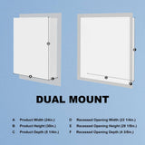 ExBrite 24 in. W x 30 in. H Rectangular Silver Aluminum Recessed/Surface Mount Right Medicine Cabinet with Mirror and LED Light