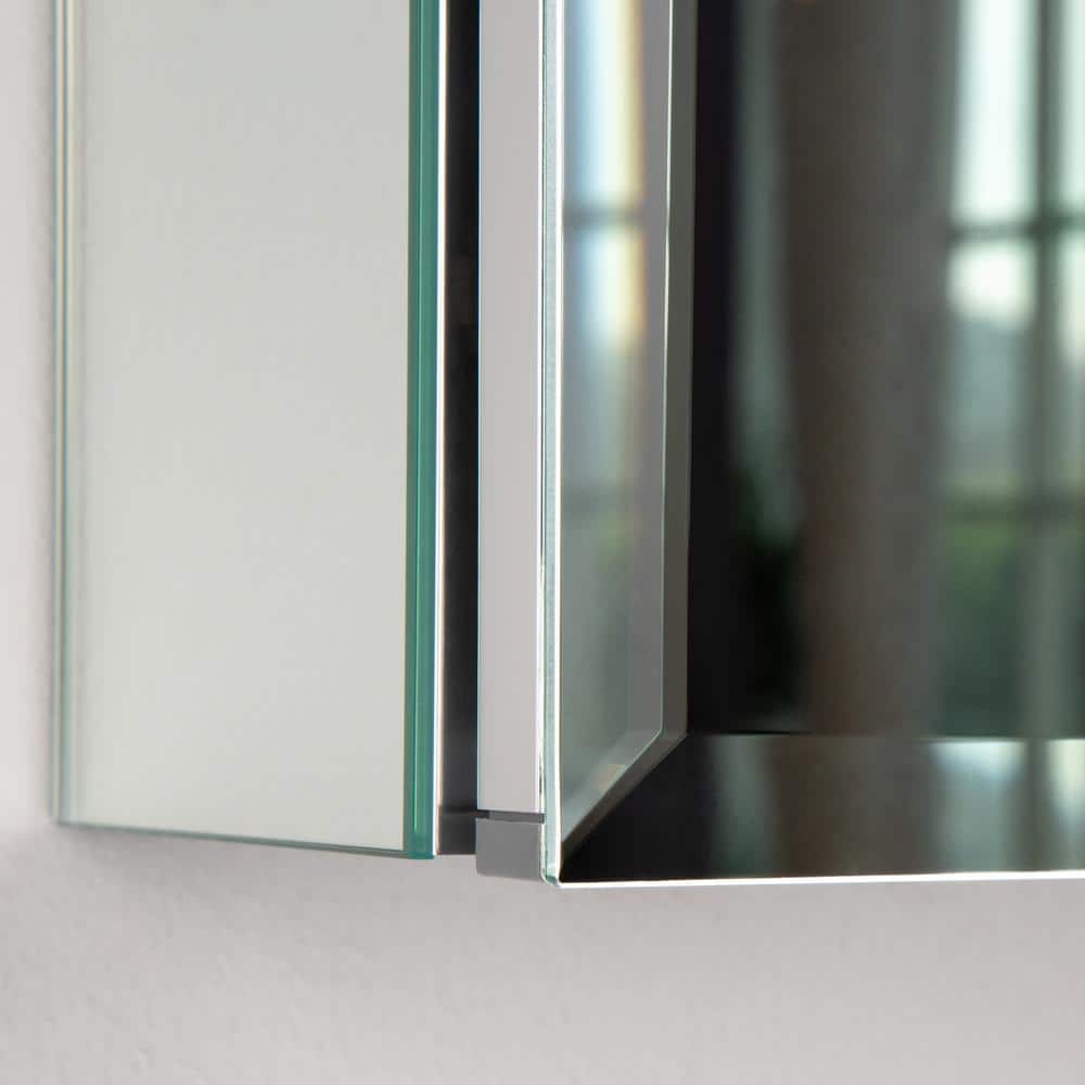 FORCLOVER 24 in. W x 30 in. H Rectangular Silver Aluminum Recessed Mount Medicine Cabinet with Mirror